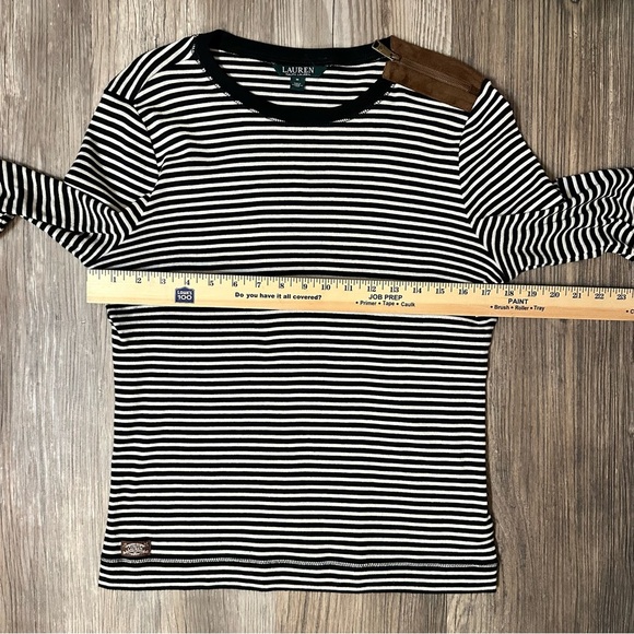 Lauren Ralph Lauren Women's Striped Long Sleeve Top Black Size M - Picture 7 of 9